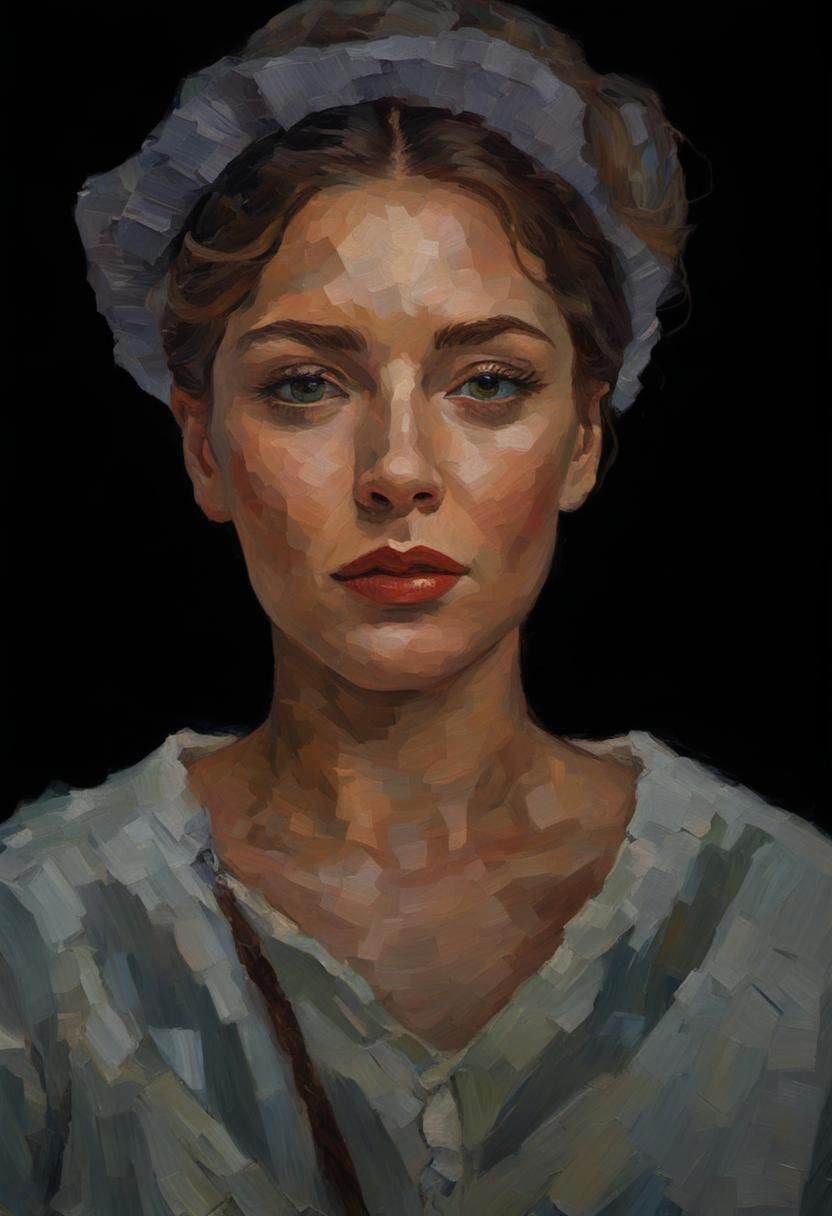 Post-Impressionist Portrait of a Woman in Oil