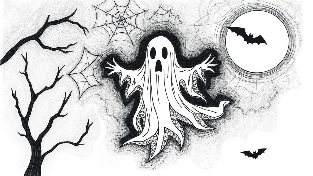Spooky Halloween Ghost Spirit Zentangle Image