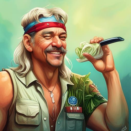 Joe Exotic Laughing: Detailed Digital Art Portrait
