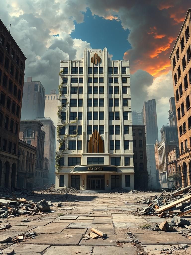 Art Deco Office Rises Above Ruined City