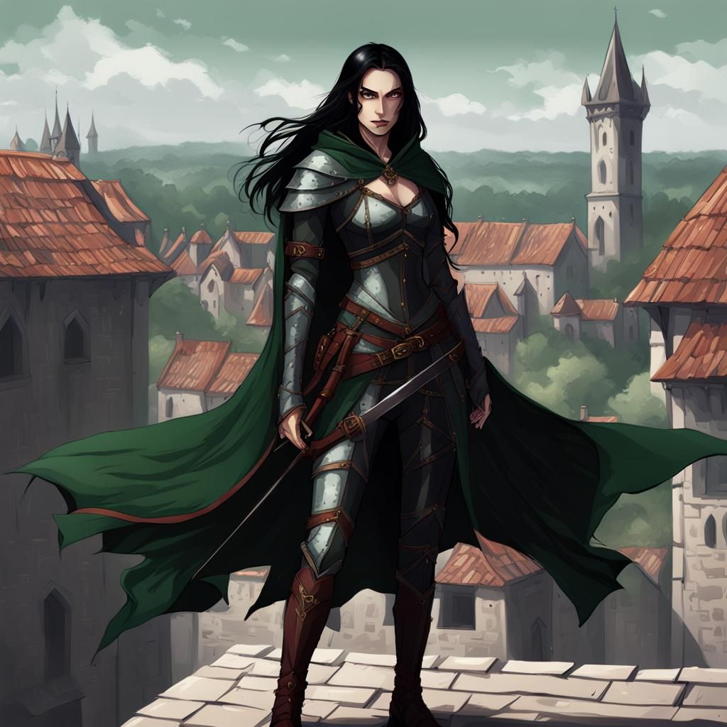 Half-Elf Assassin Illustration in Medieval Style