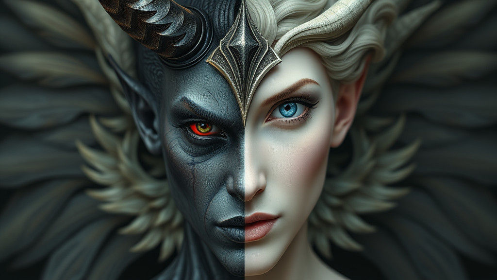 Half Demon Half Angel Mystical Being