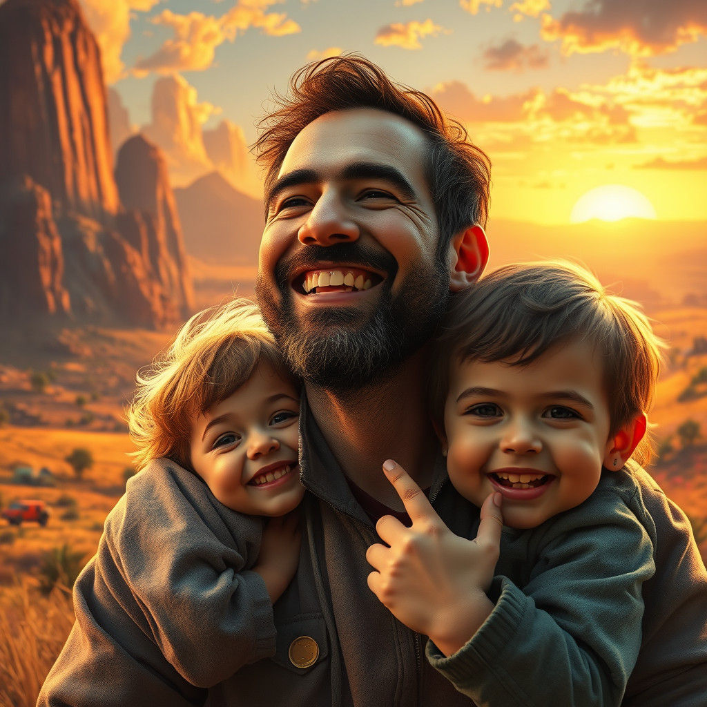 Family Joy in a Futuristic Nostalgic Landscape