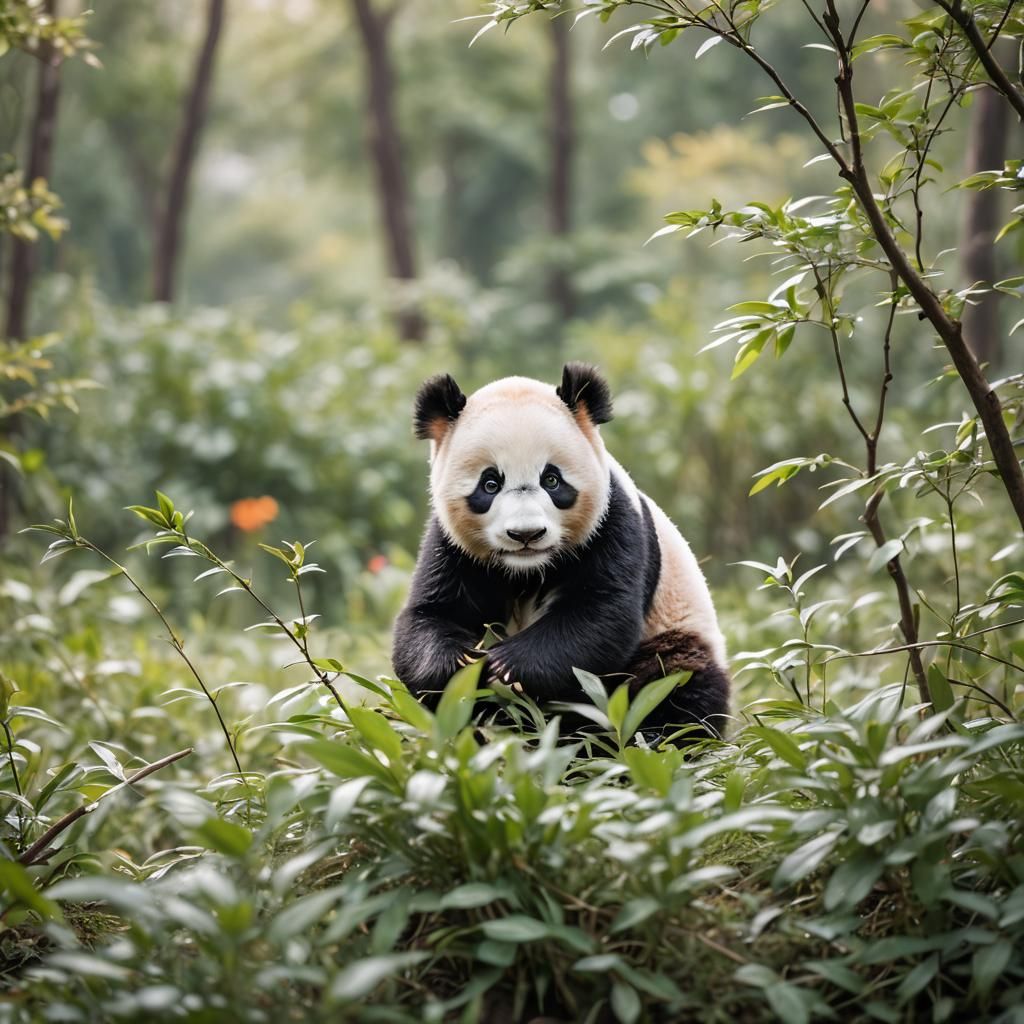 Adorable Panda Portrait in Natural Light