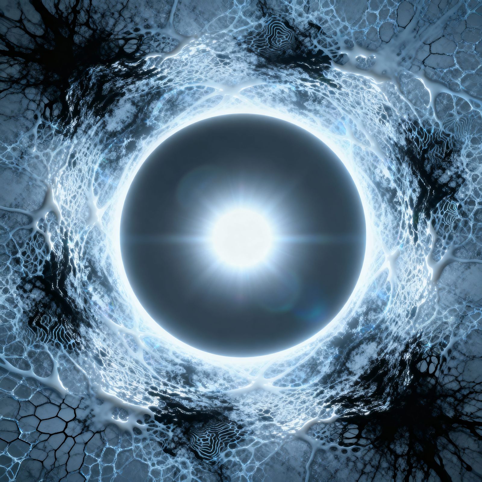 Cosmic Nucleus Fusion with RGB Shifts and Noise Texture