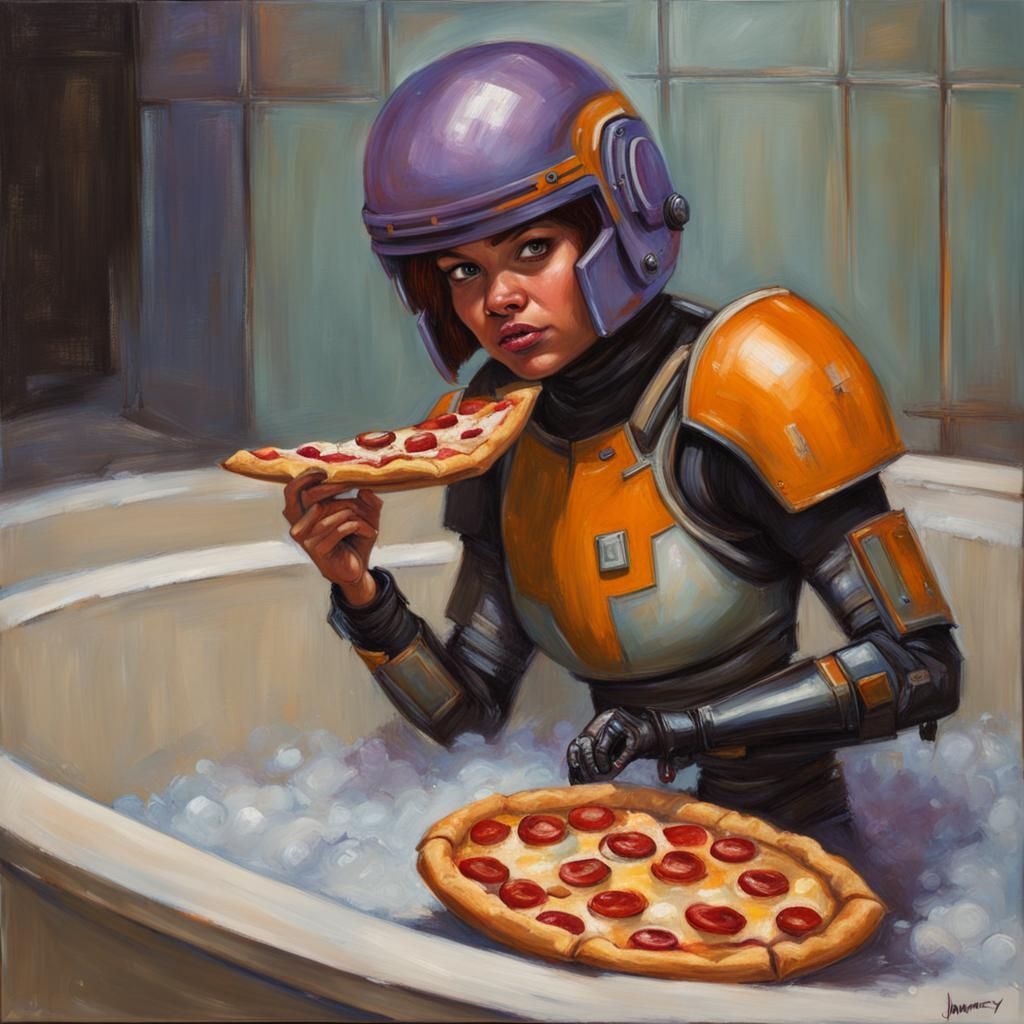 Sabine Wren's Pizza Bath: An Oil Painting