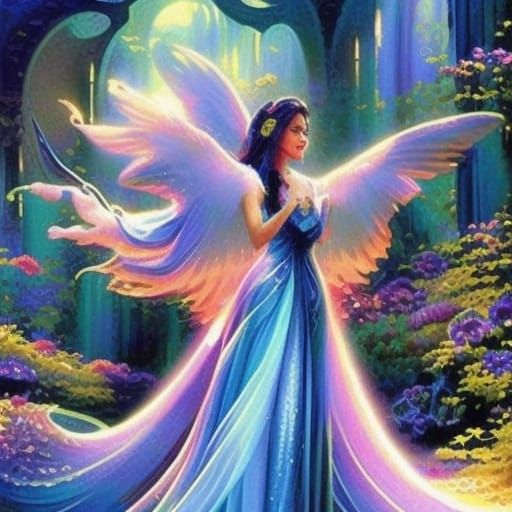 Ethereal Galaxy Princess Portrait in Art Nouveau Style