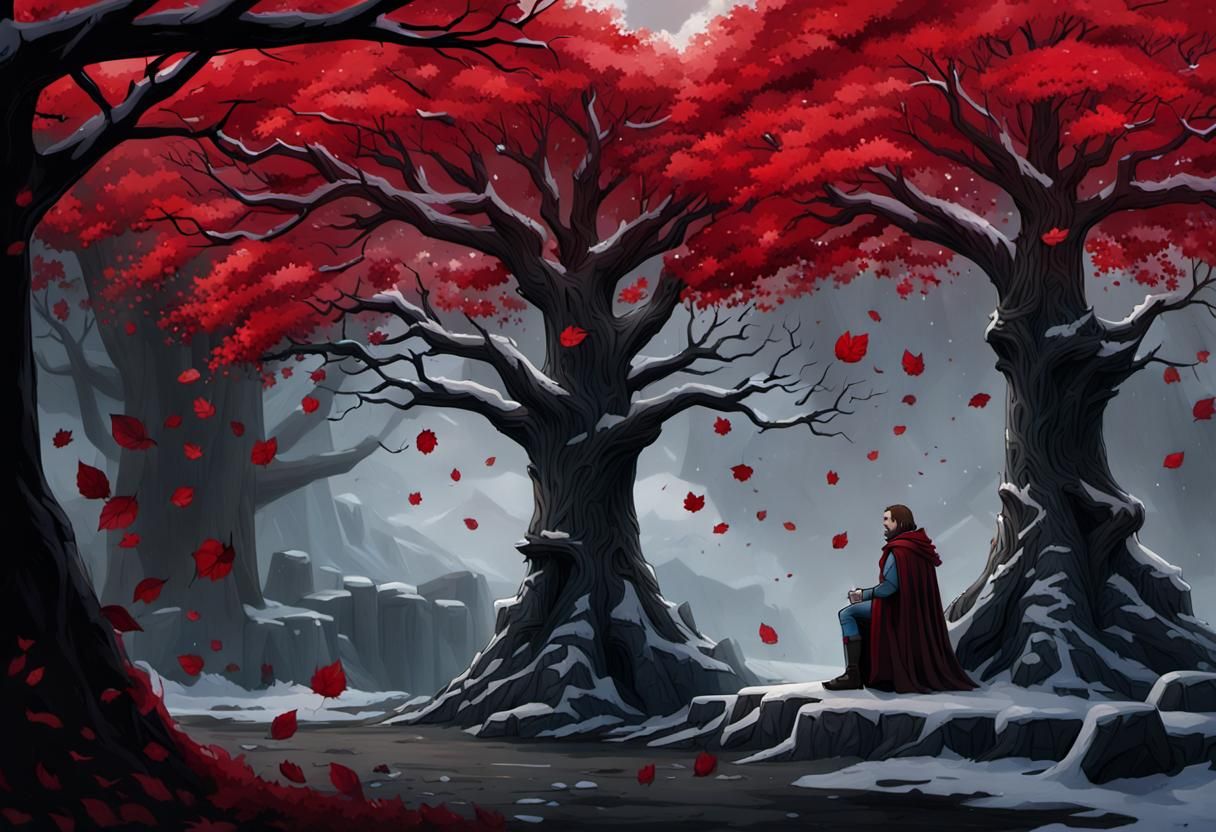 Ned Stark Kneeling Before the Heart Tree