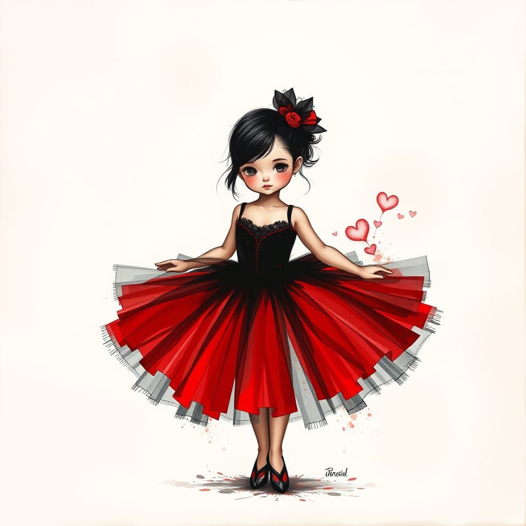 Drawing of a little girl in tutu
