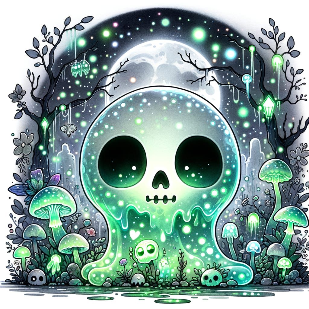 Cute Undead Slime in a Bioluminescent Fairy Garden