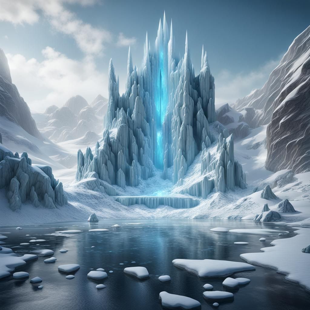 Icy Fortress of Solitude: Detailed Matte Painting