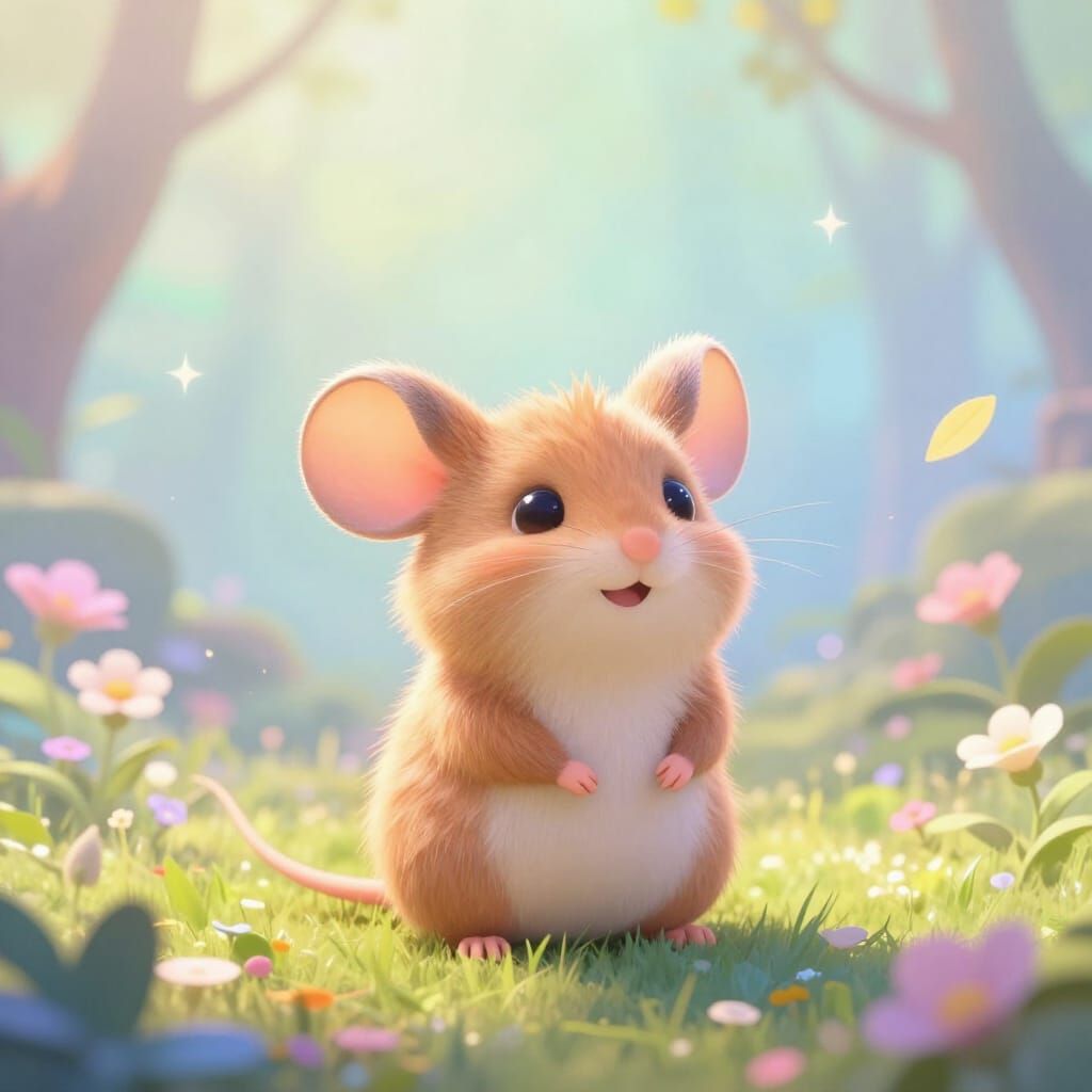 Joyful Mouse in Dreamy Forest Clearing
