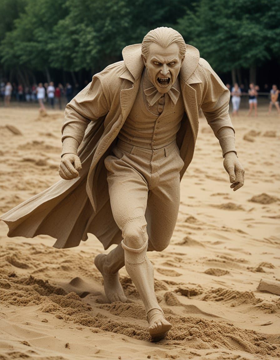 Sand Sculpture of a Vampire in Romantic Style