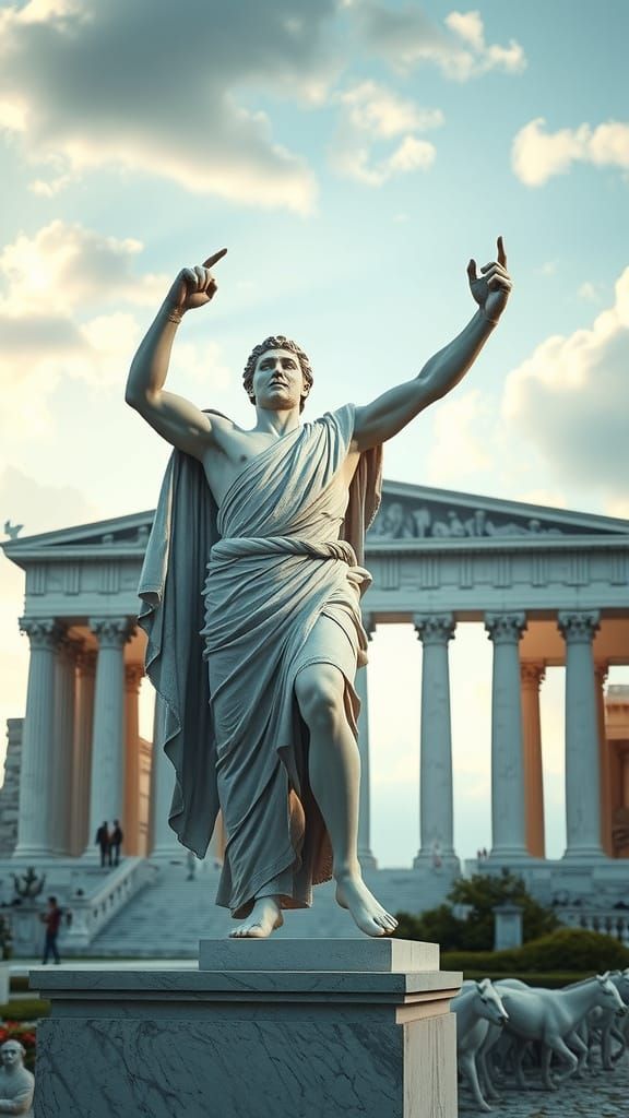 Roman Colossus in White Marble Temple