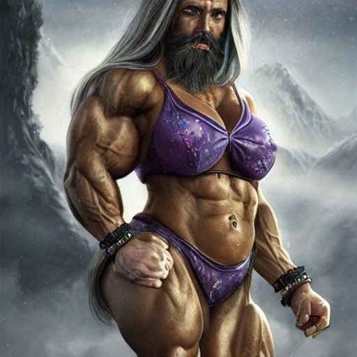 Female Dwarf Bodybuilder in Detailed Matte Painting