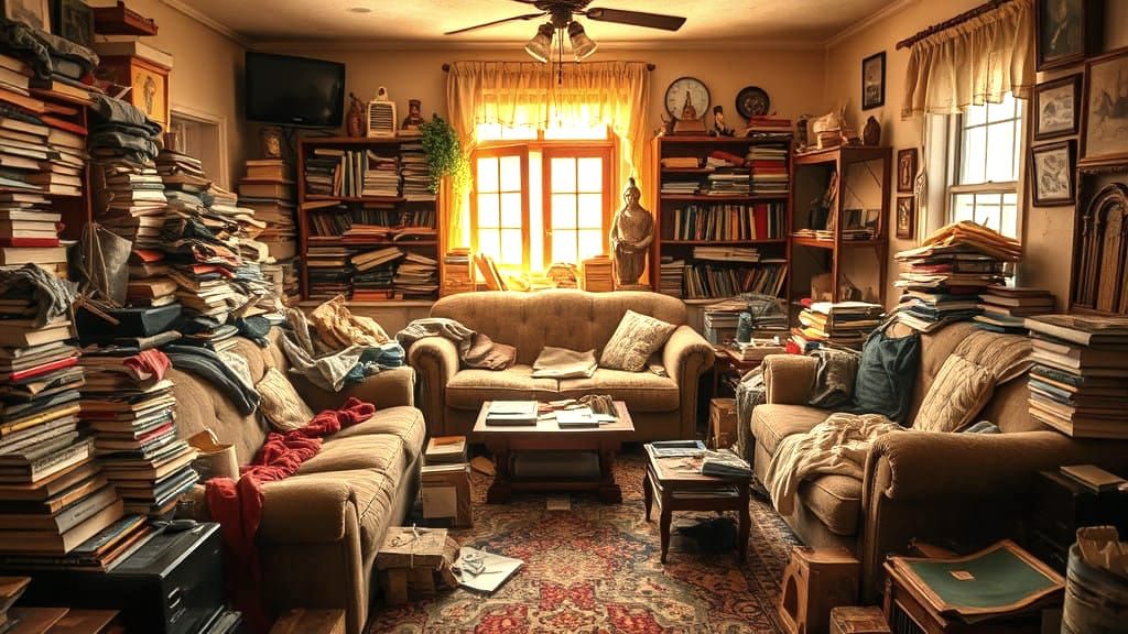 A messy living room