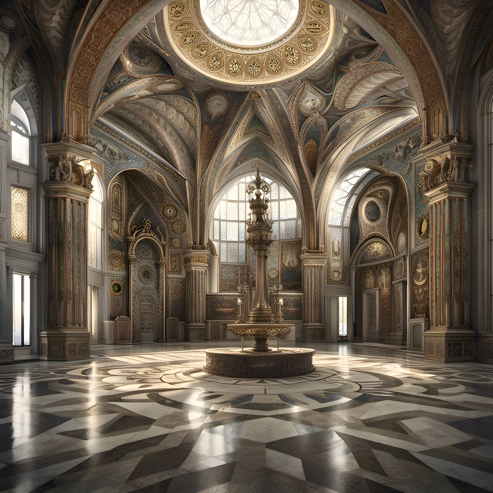 Abkhazian Museum Interior in Digital Art Style