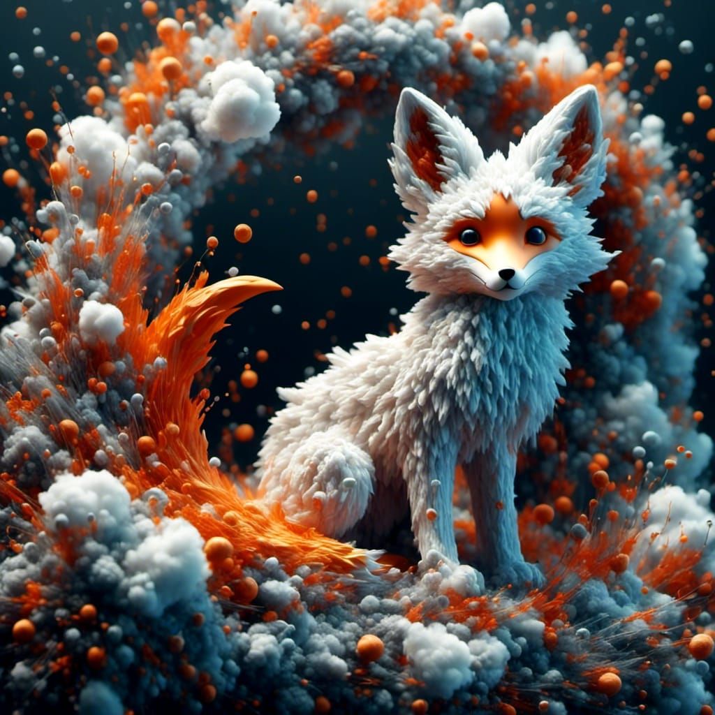 Chibi Fox in Abstract Style, 8K Resolution