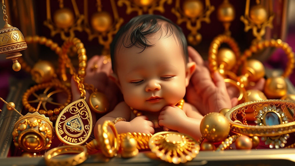 Baby in Gold Jewelry Box
