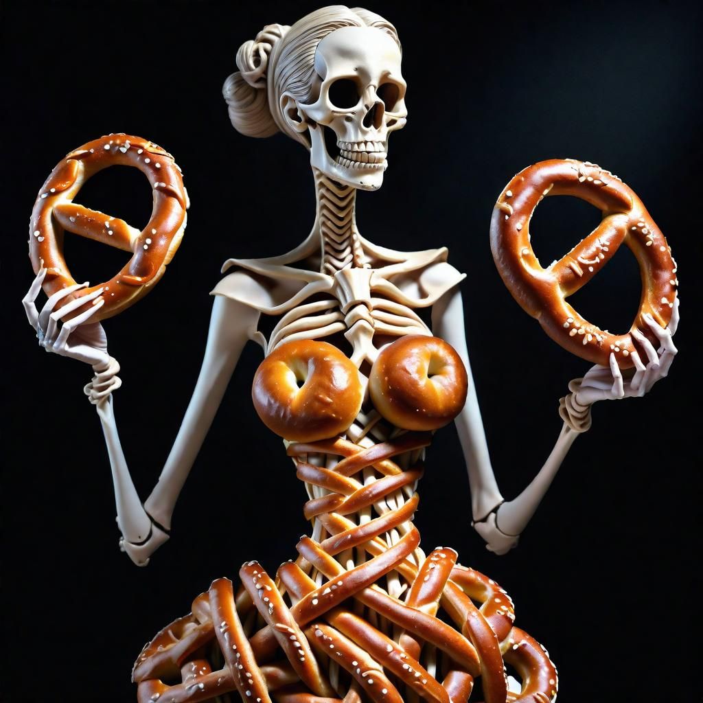 Pretzel Woman: A Fantastical Food Hybrid in 3D