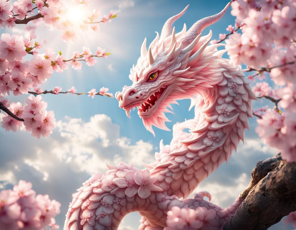 Cherry Blossom Dragon in Divine Light