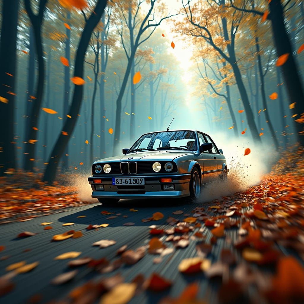 BMW e30 Races Through Mystical Autumn Forest