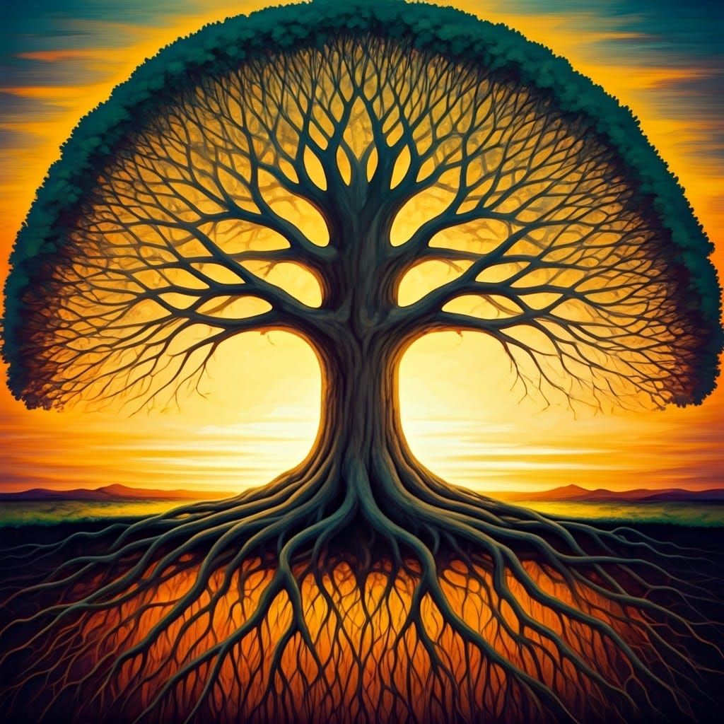 Tree of Life in Vibrant Symbolist Style