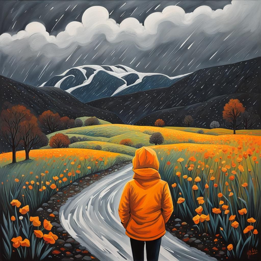 Striking Portrait in Gouache with Volumetric Lighting