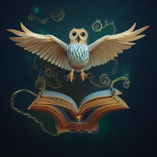 Whimsical Book and Owl Concept Art
