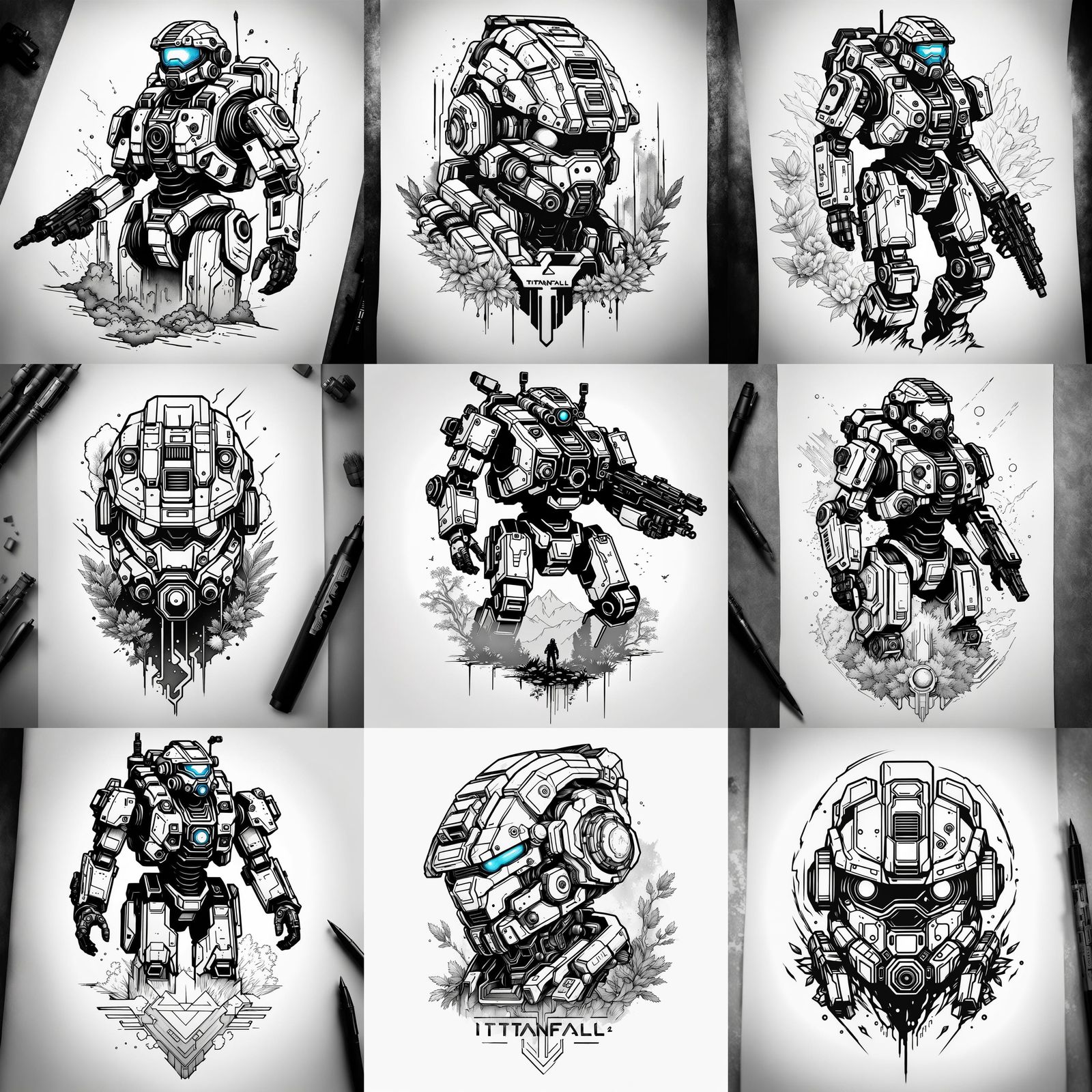 Titanfall 2 Line Art Tattoo Design