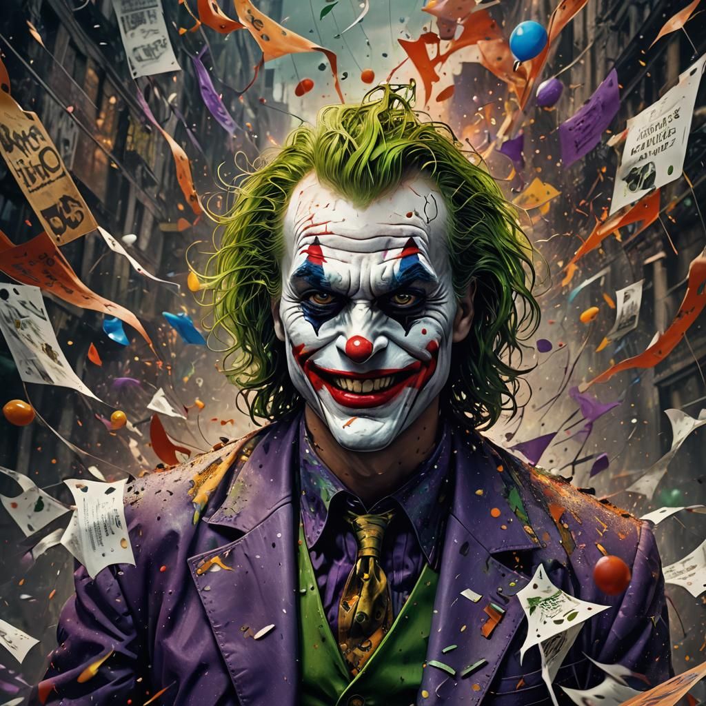 Captivating Joker Portrait in Swirling Chaos