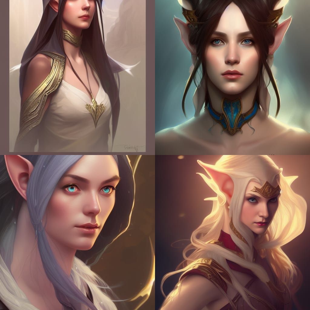 Detailed Portrait of an Elegant Elf Wizard