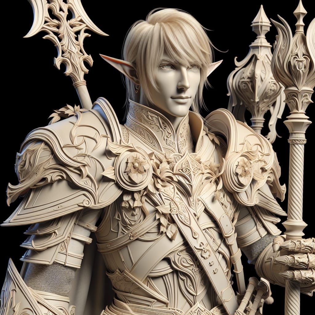 Elf Cleric in Full Plate Armor, D&D Style