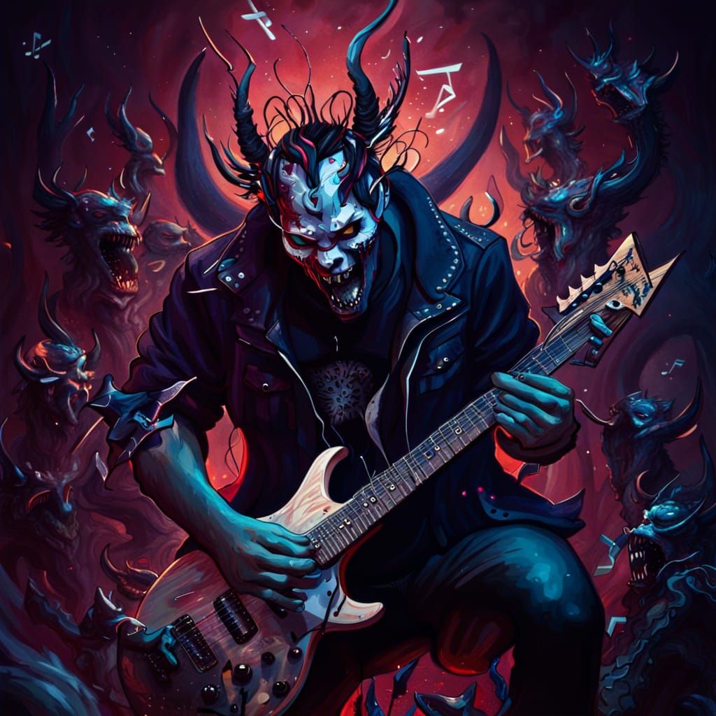 Demonic Guitarist: A Detailed Fantasy Concept Art