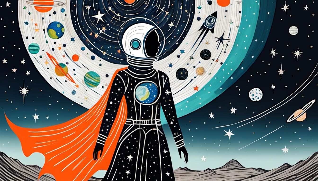 Abstract Space Woman in Art Brut Style