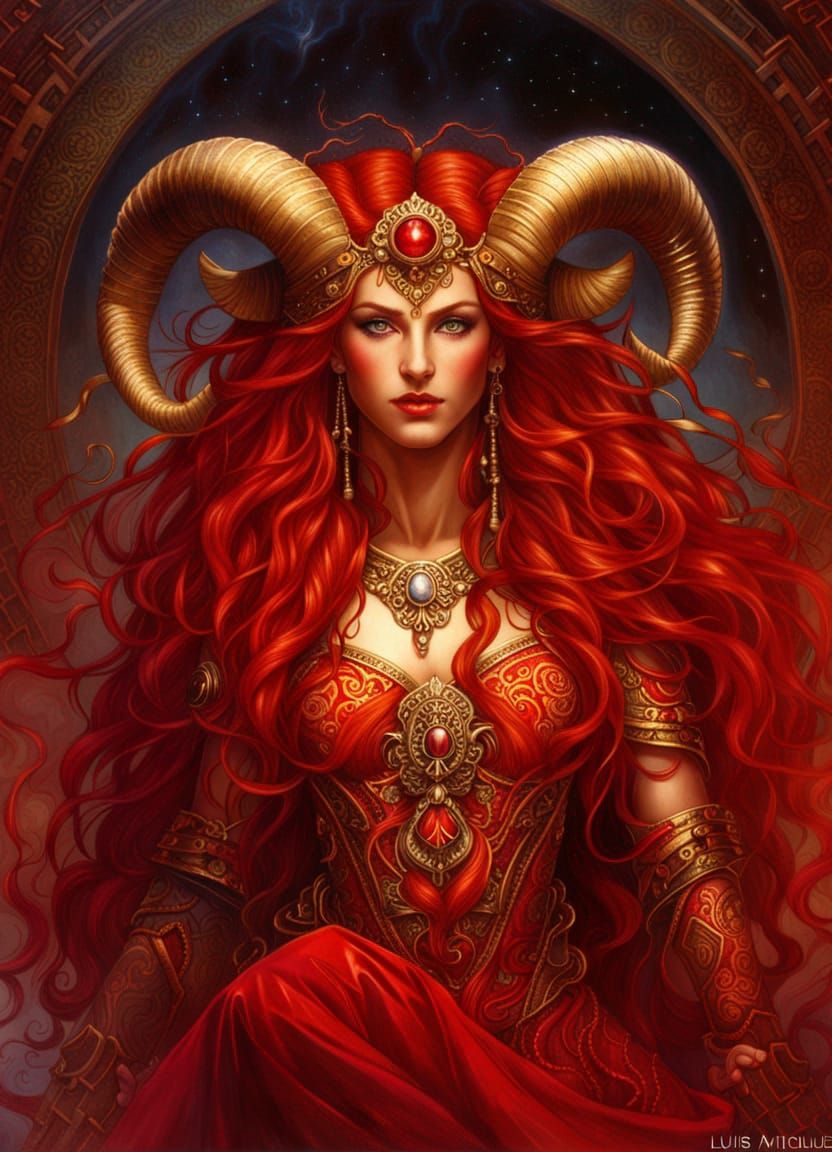 Aries Goddess: Zodiac Woman with Red Hair