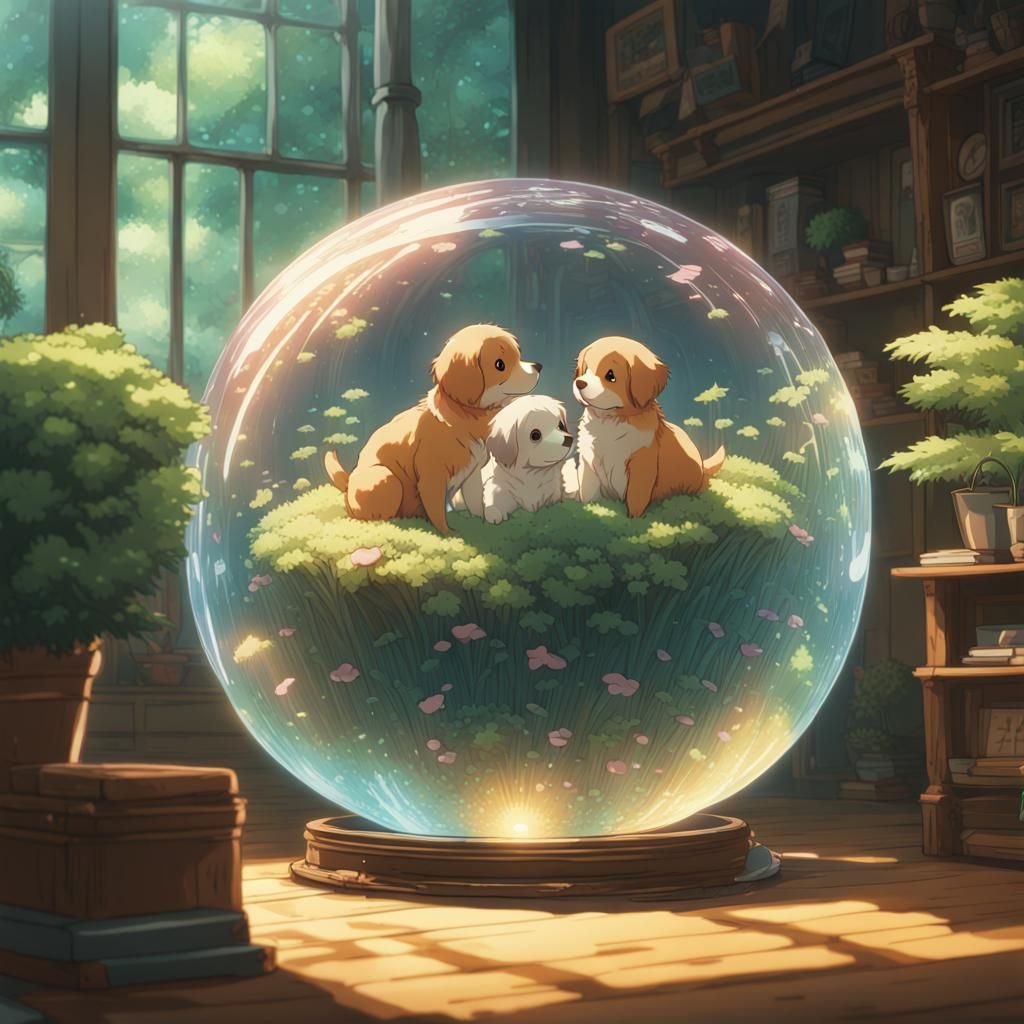 Puppies in Holographic Sphere: Anime Key Visual