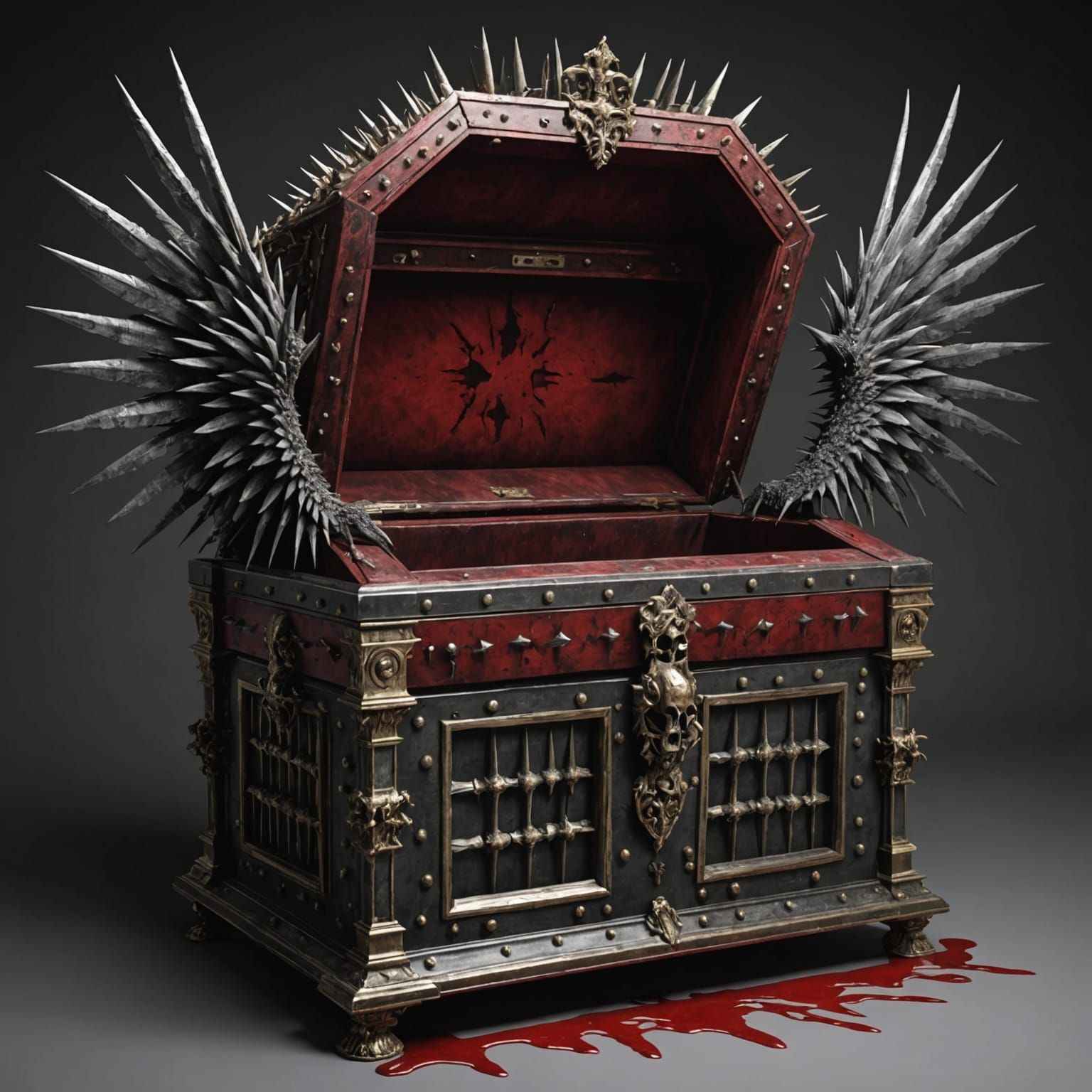 Spiked Casket with Winged Doors