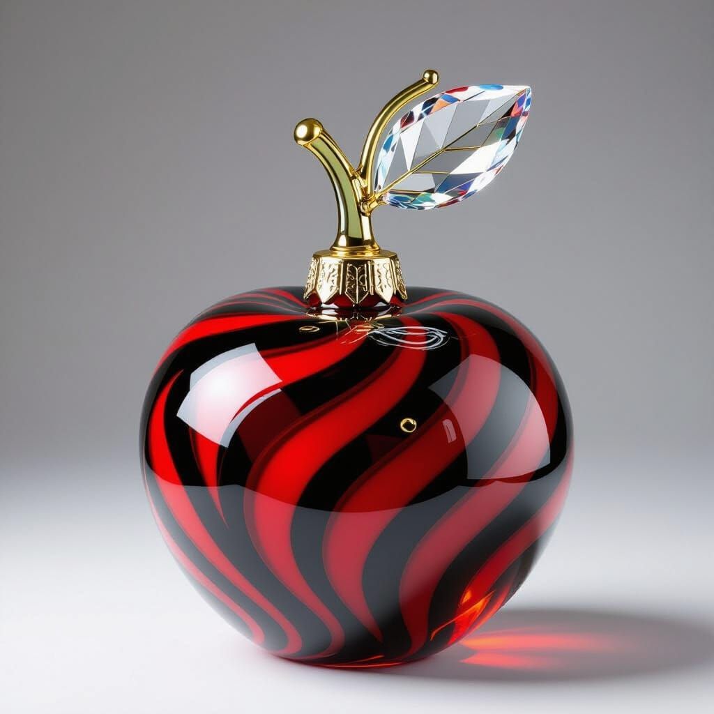 Elegant Glass Berries Sculpture with Crystal Leaf