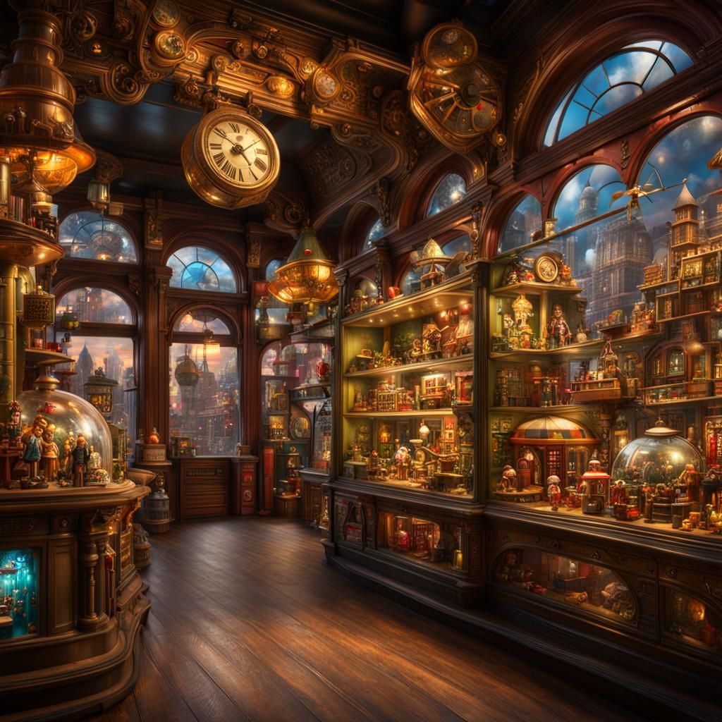 Steampunk Toy Shop Window Display