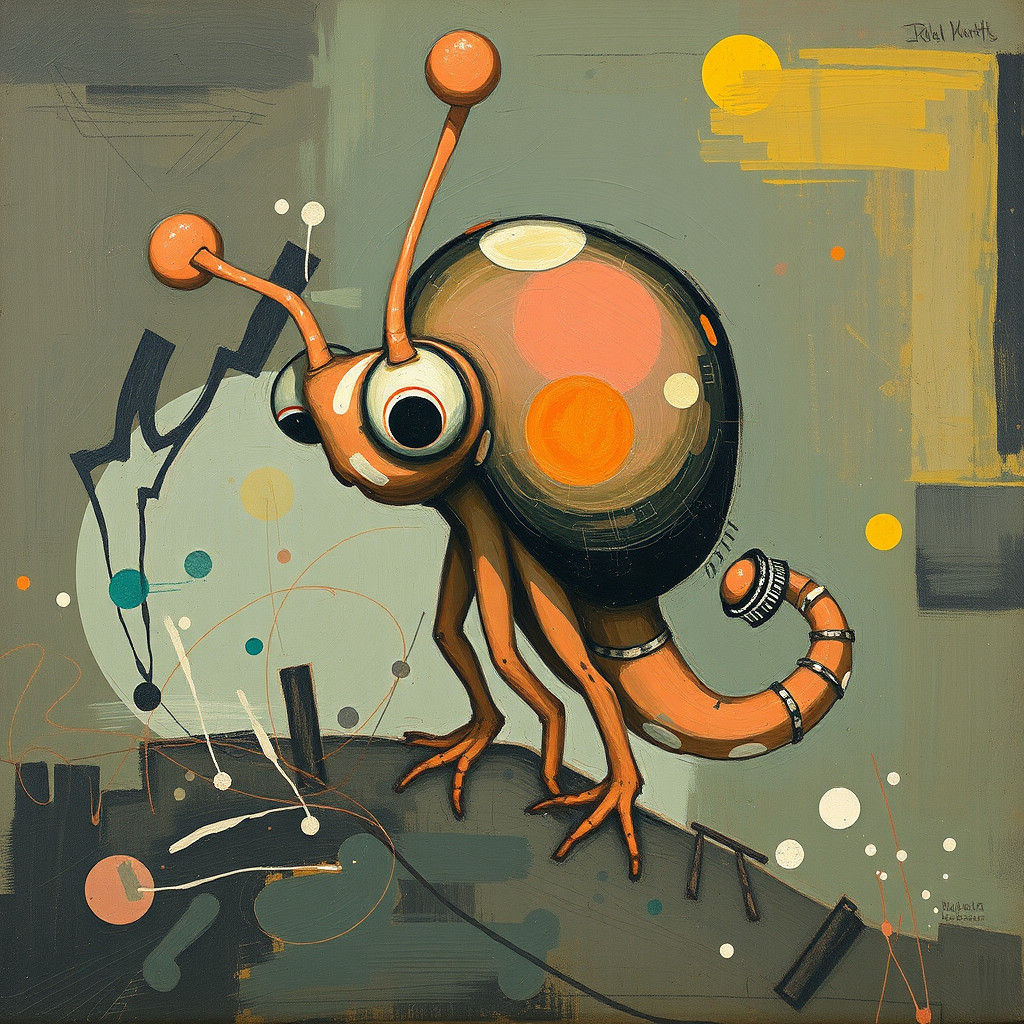 Giggling Squid in Abstract Expressionism Style