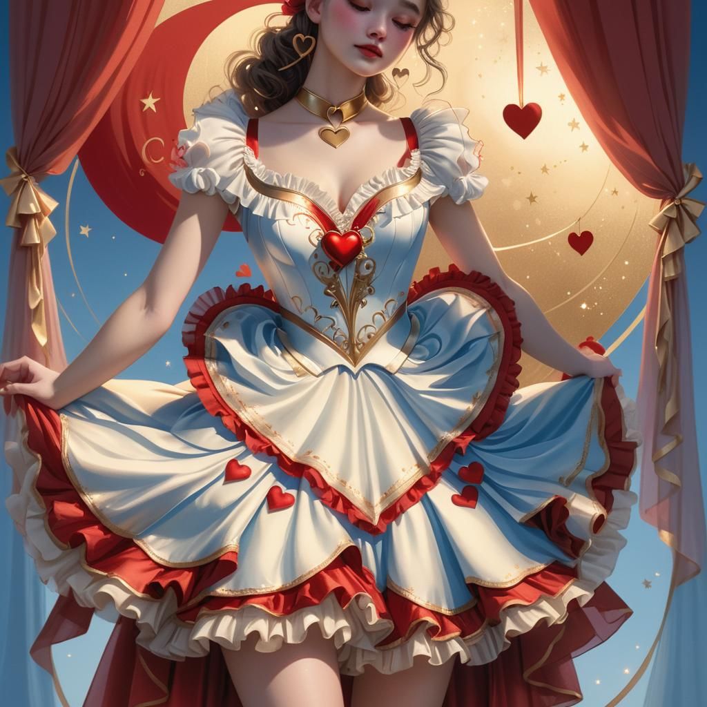 Ethereal Girl with Crescent Moons, Fantasy Illustration