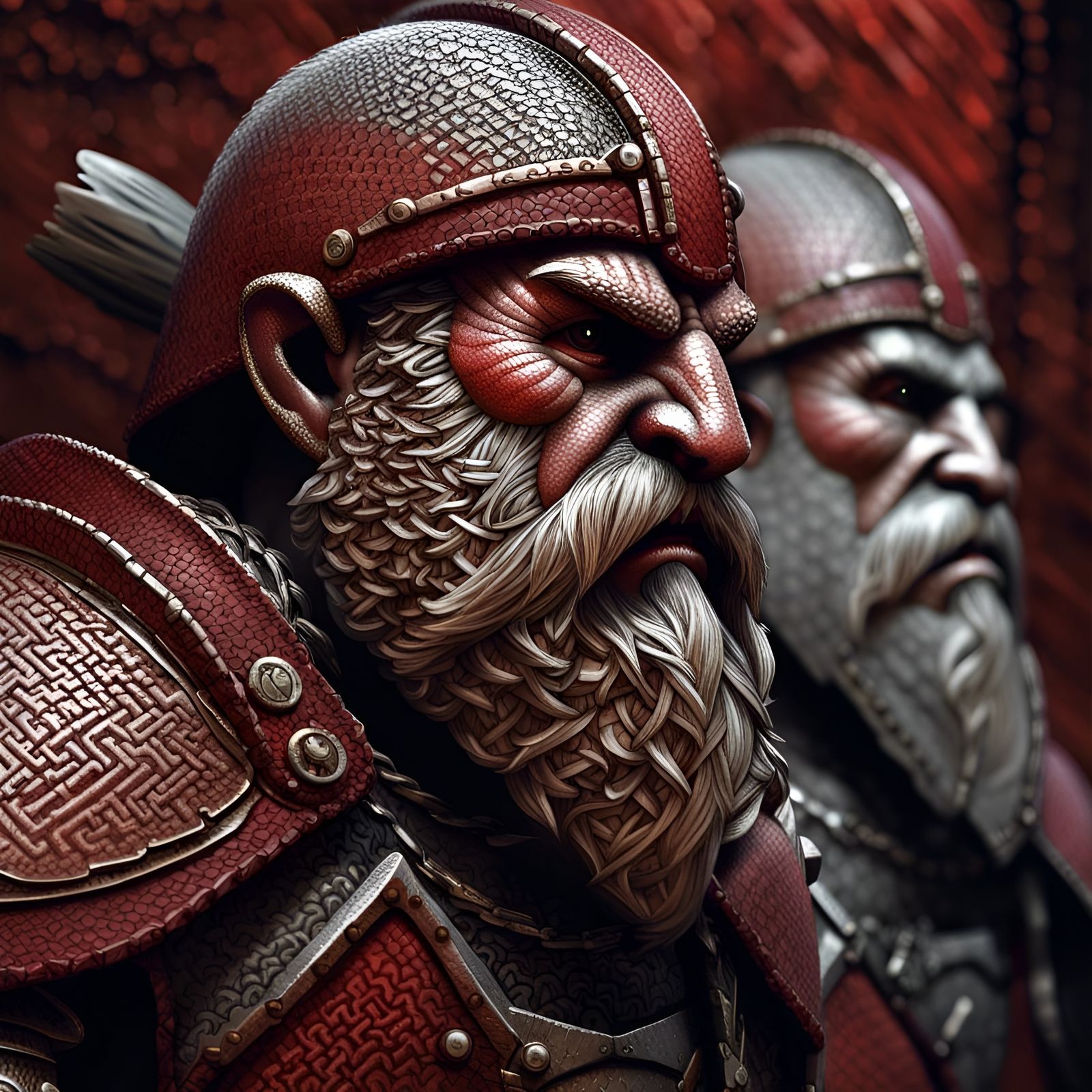 Grizzled Dwarven Warriors in Stippled Hatched Style