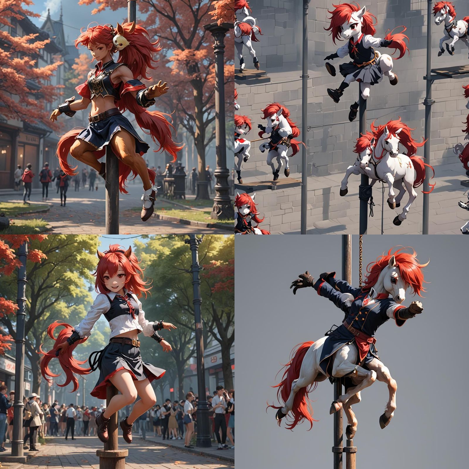 Red-Maned Pony Dances: 3D Anime Art