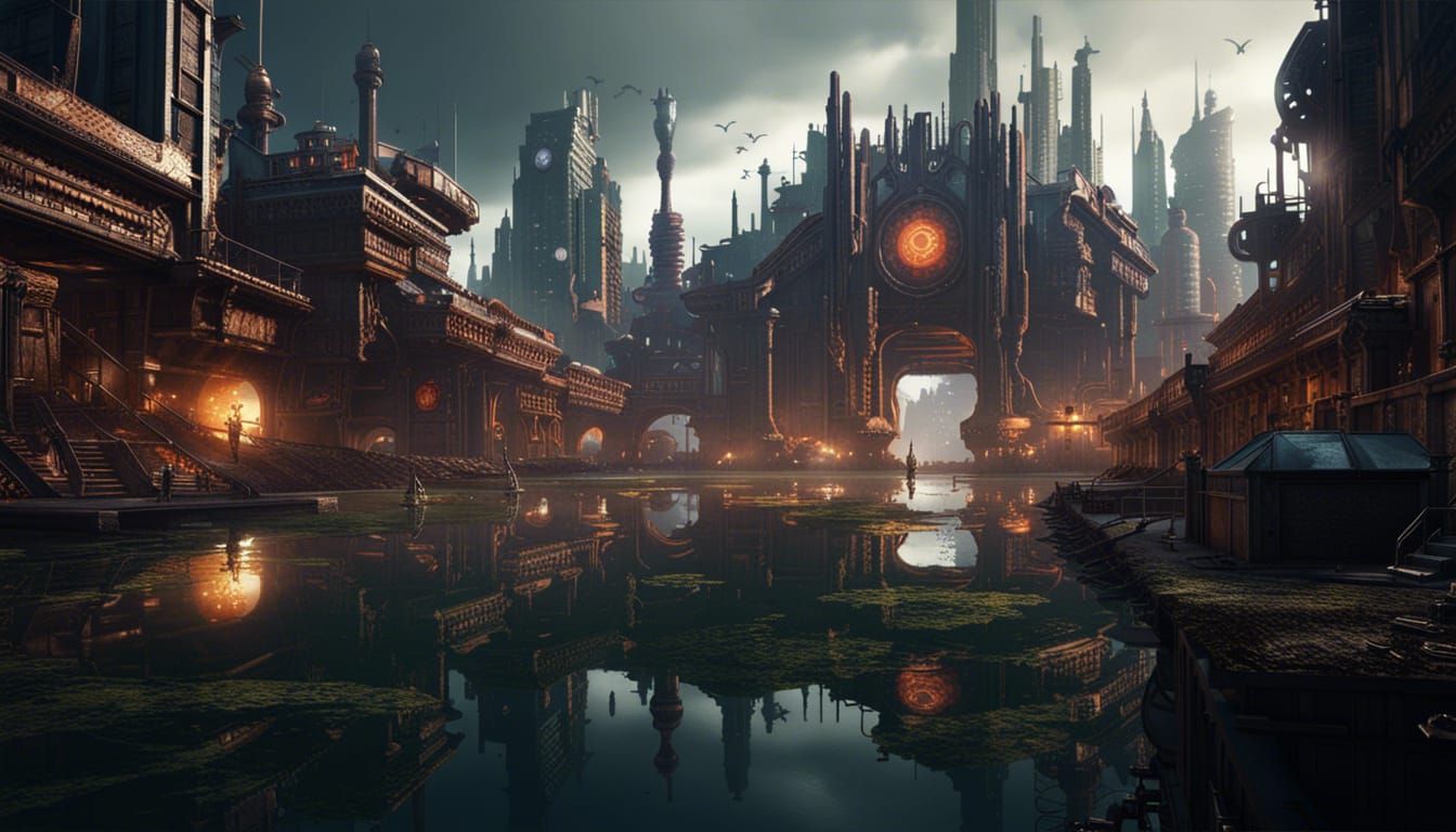 Dystopian Metropolis at the Edge of a Drying Lake