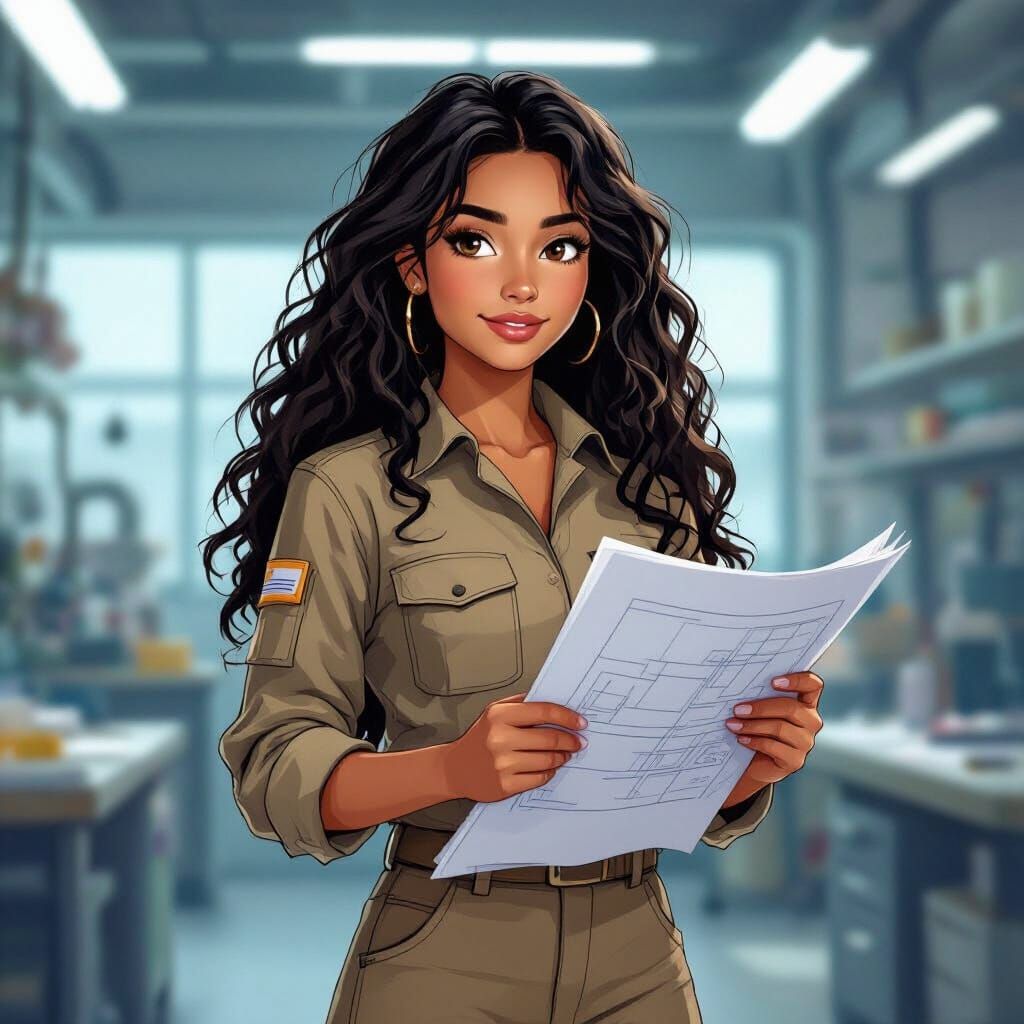 Mechanical Engineer Woman in Bright Workshop