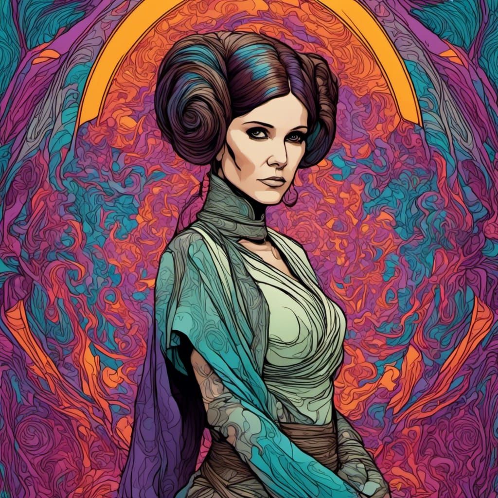 Rainbow Princess Leia: A Digital Portrait