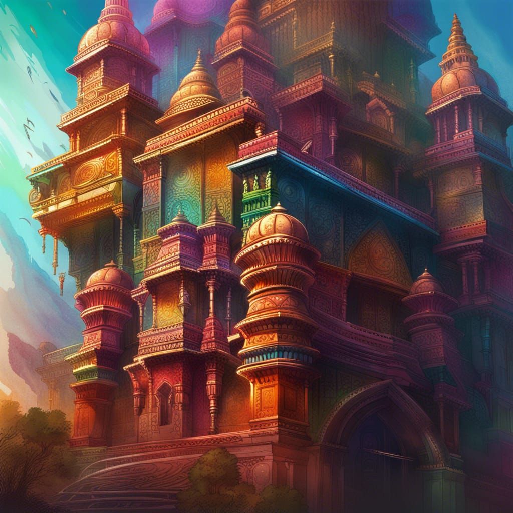 Futuristic Indian Castle: Hyperrealistic Concept Art
