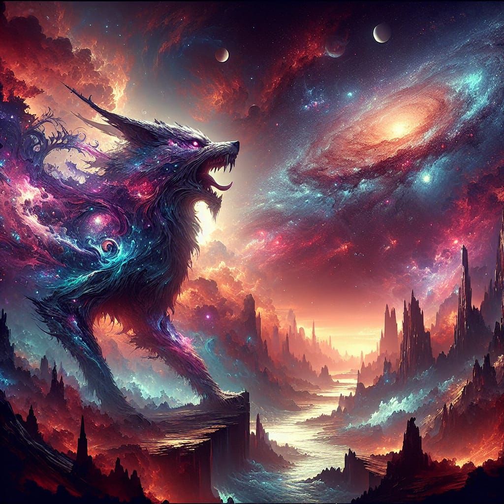Galaxy Conquered by Angry Wolf: Fantasy Art