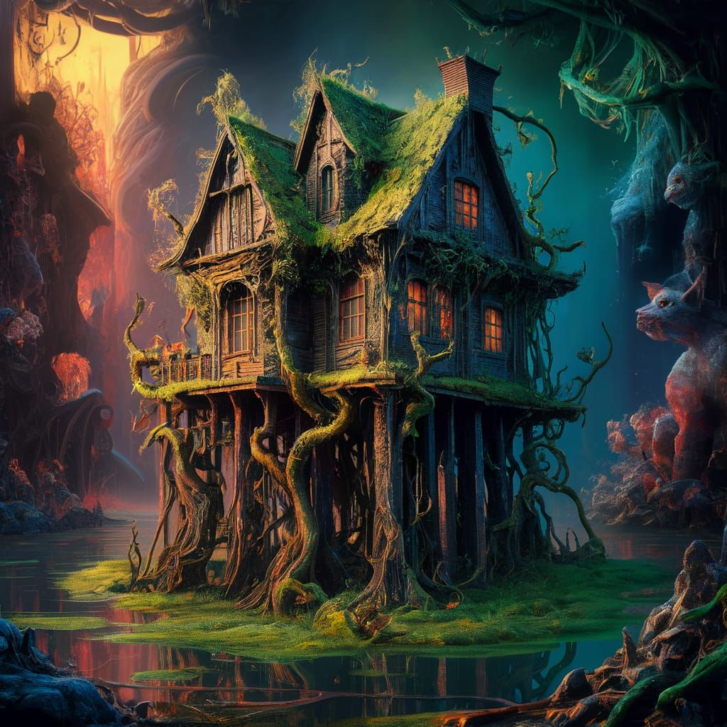 Intricately Detailed Swamp House in Mystical, Otherworldly E...